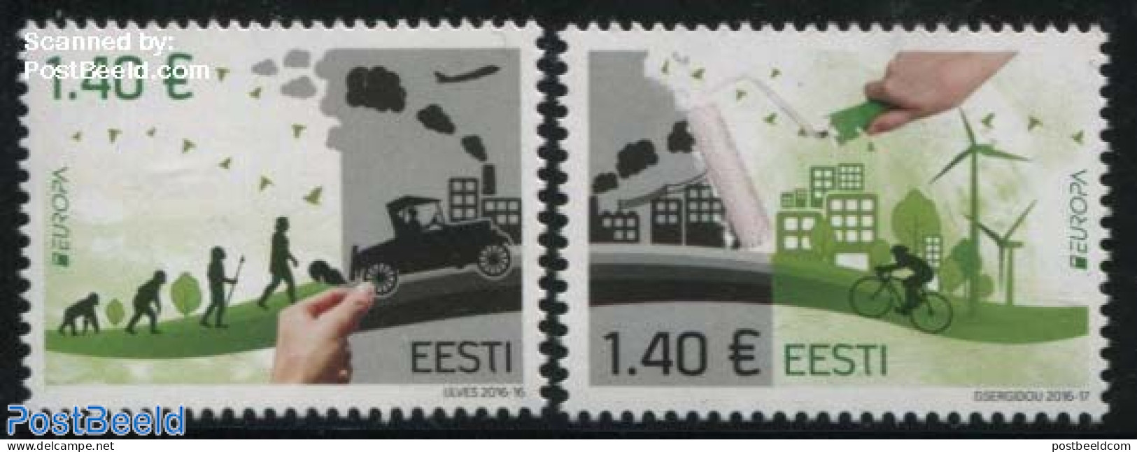 Estonia 2016 Europa, Think Green 2v, Mint NH, History - Nature - Science - Sport - Transport - Various - Europa (cept).. - Environment & Climate Protection