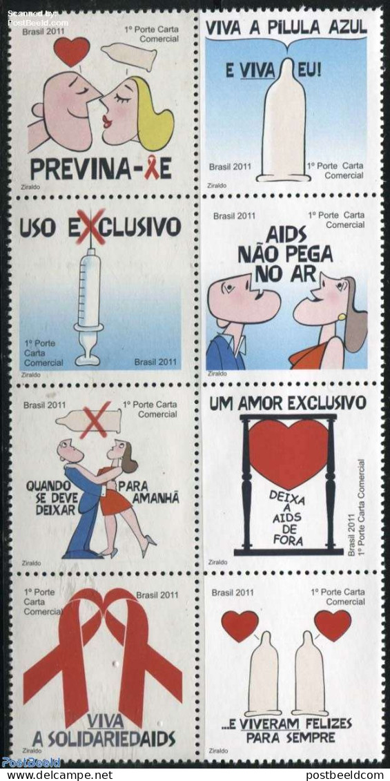 Brazil 2011 AIDS Prevention 8v [+++], Mint NH, Health - Health - Unused Stamps