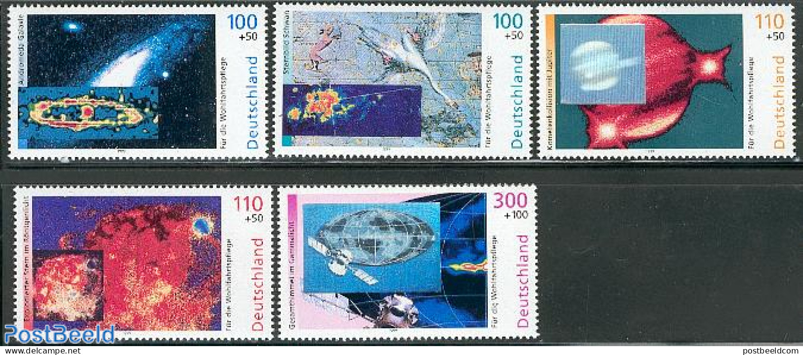 Germany, Federal Republic 1999 Cosmos 5v, Unused (hinged), Science - Various - Astronomy - Holograms - Ongebruikt