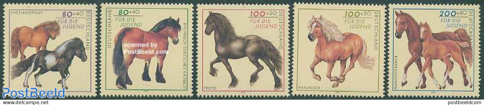 Germany, Federal Republic 1997 Horses 5v, Unused (hinged), Nature - Horses - Nuevos