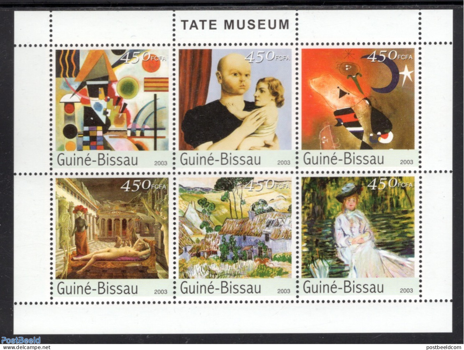 Guinea Bissau 2003 Tate Museum 6v M/s, Mint NH, Art - Museums - Paintings - Musea