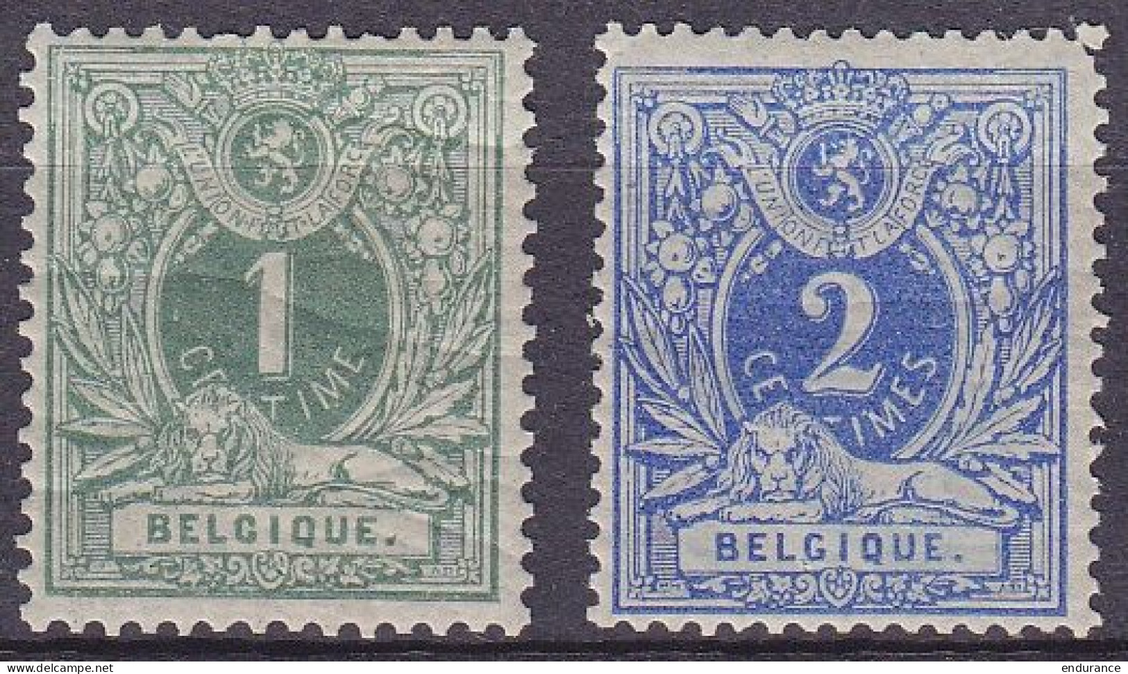 Belgique - N°26 ** + N°27 ** Coin Sup. Droit Abîmé - 1869-1888 Lion Couché