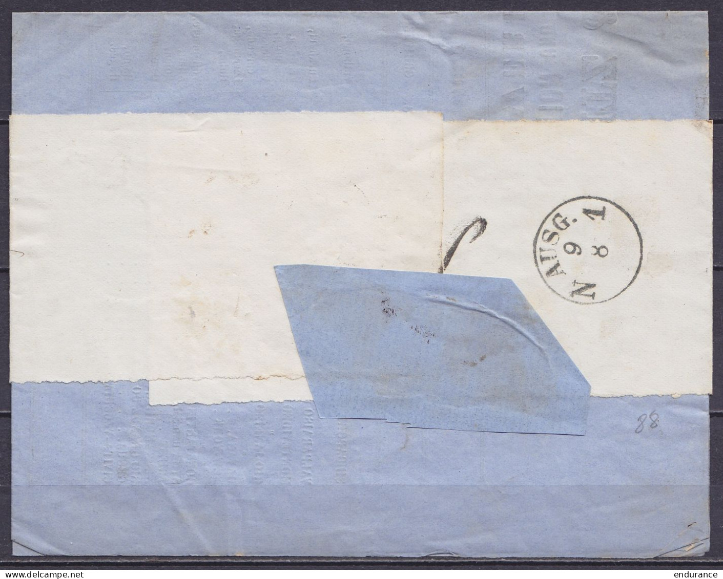 Imprimés Sous Bande Càd ANVERS /8.8 1863 Pour AACHEN - [PD] (au Dos: Port & Càd Arrivée "AUSG. N1 /9/8") - 1863-1864 Medaillen (13/16)