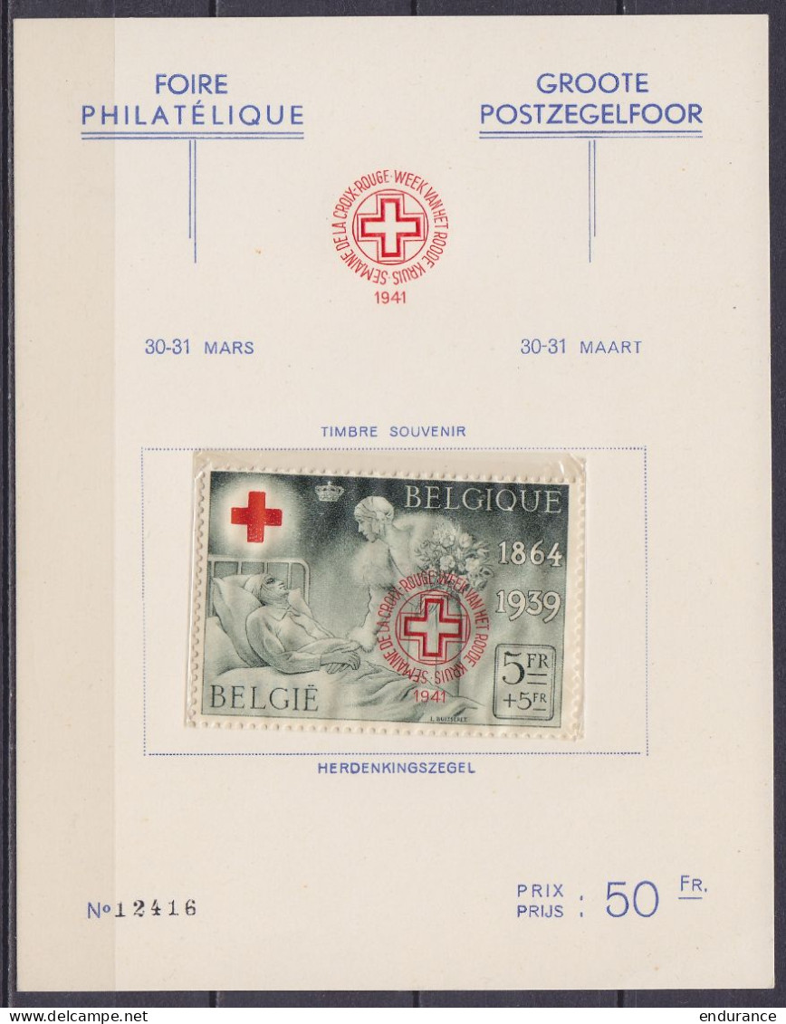 Belgique - N°582B **  Foire Philatélique / Semaine De La Croix-Rouge 5f+5f Sur Carte Numérotée - Neufs