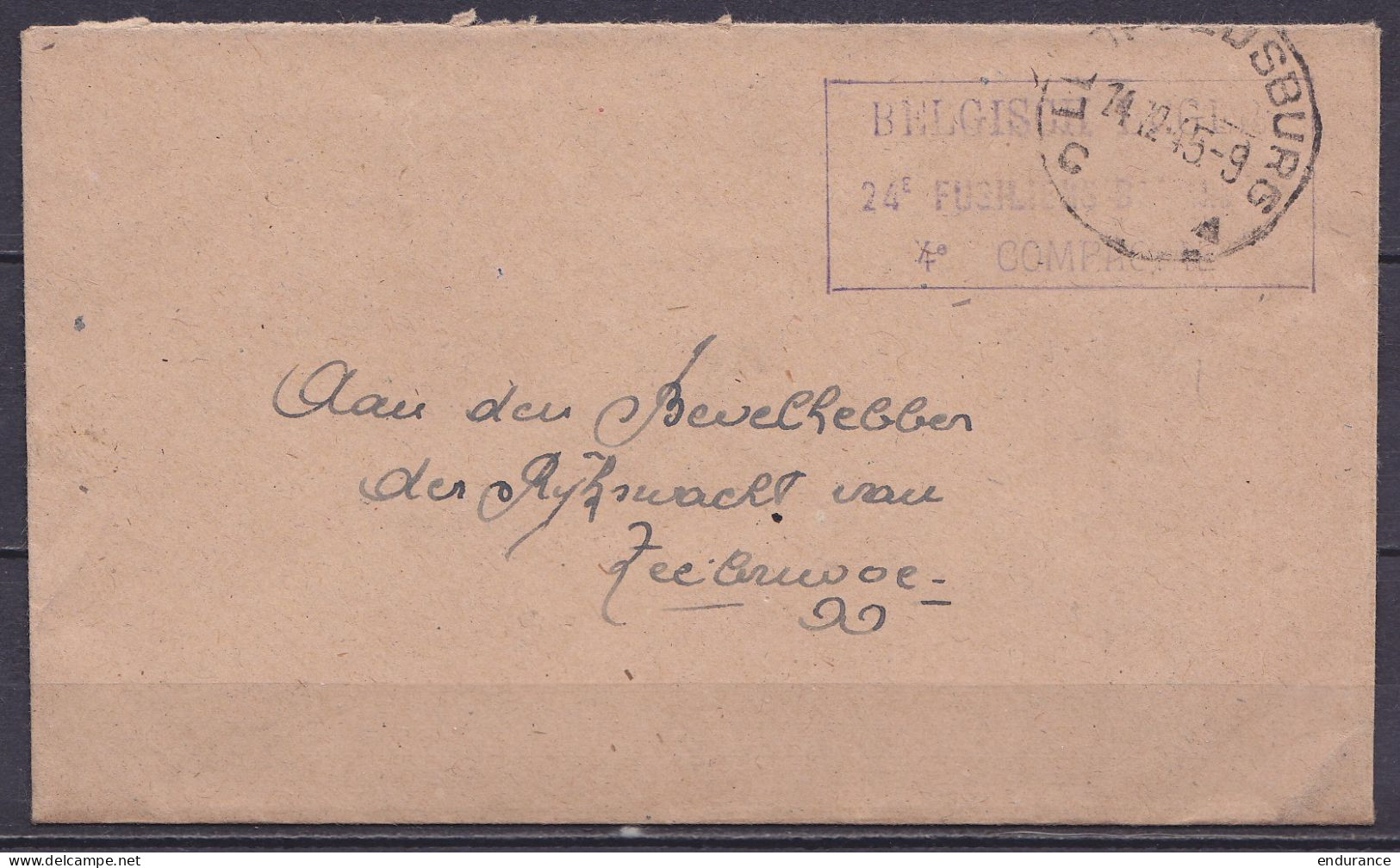 Env. UK En Franchise S.M. Flam. LEOPOLDSBURG /14.12.1945 Pour Gendarmerie De BRUGES - Cachet [BELGISCH LEGER /24e FUSILI - WW II (Covers & Documents)
