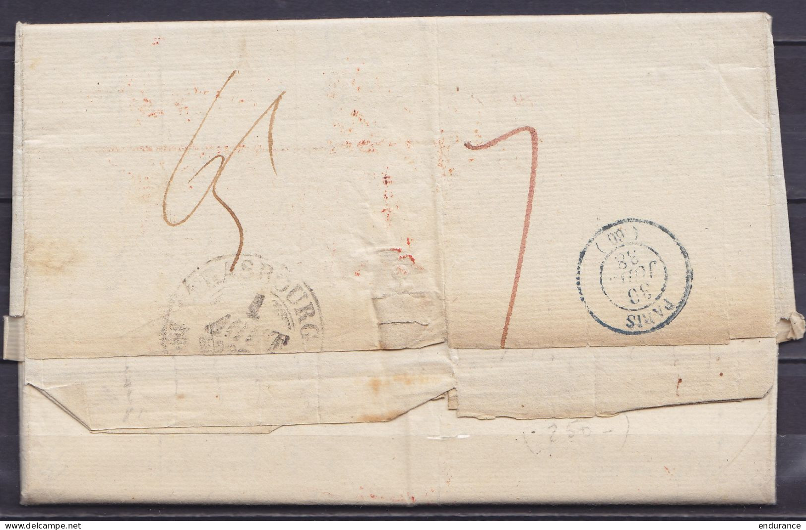 Pays-Bas - L. Datée 26 Juillet 1838 De LEYDE Càd T11 LEIDEN /28 JULI* Pour STRASBOURG - Marques "P. P./ LEYDE" [HOLLANDE - ...-1852 Prephilately