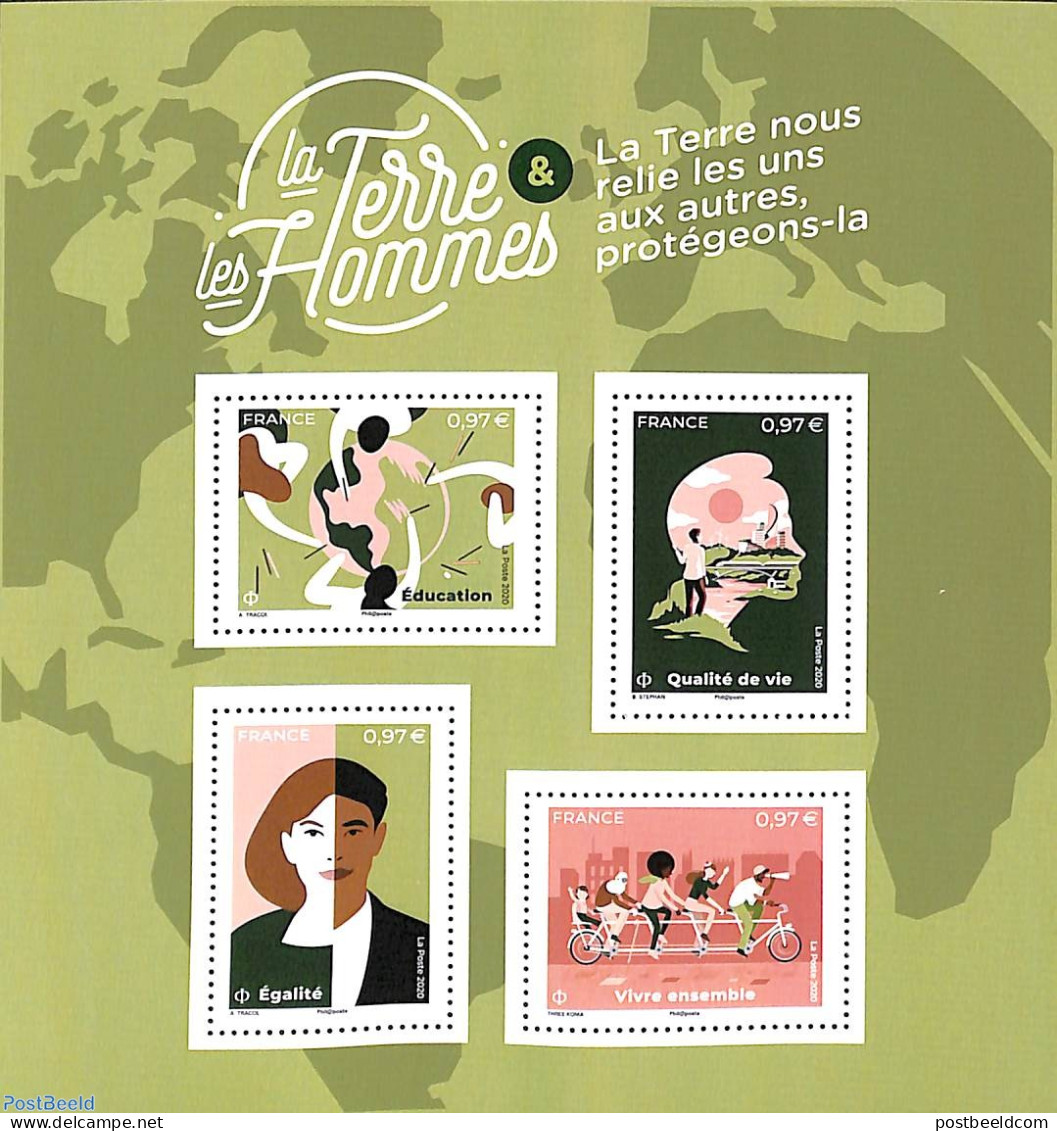 France 2020 La Terre & Les Hommes S/s, Mint NH, Science - Sport - Transport - Various - Education - Cycling - Railways.. - Unused Stamps