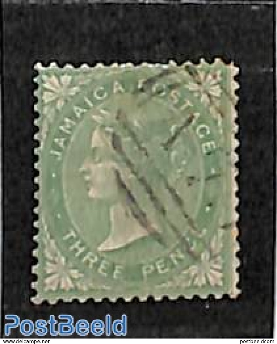 Jamaica 1860 3d, WM Pineapple, Used, Used Stamps - Jamaica (1962-...)
