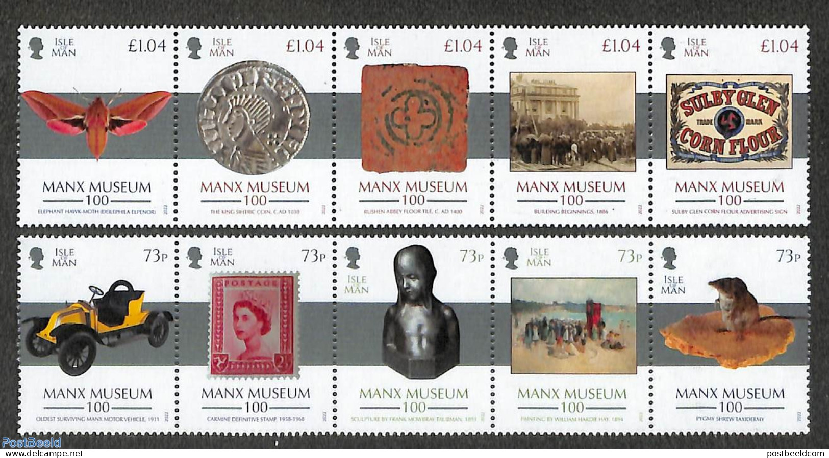 Isle Of Man 2022 Manx Museum 10v (2x[::::]), Mint NH, Nature - Transport - Various - Insects - Stamps On Stamps - Auto.. - Stamps On Stamps