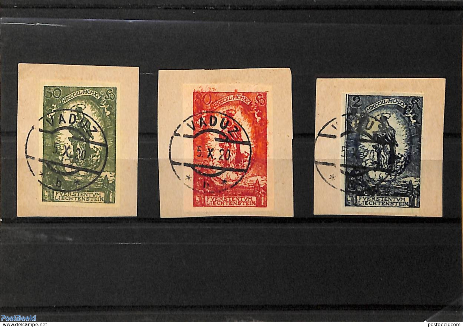 Liechtenstein 1920 Imperforated Stamps, Cancelled 5 X 20 (= First Day Of Issue), Used Or CTO, History - Kings & Queens.. - Usados