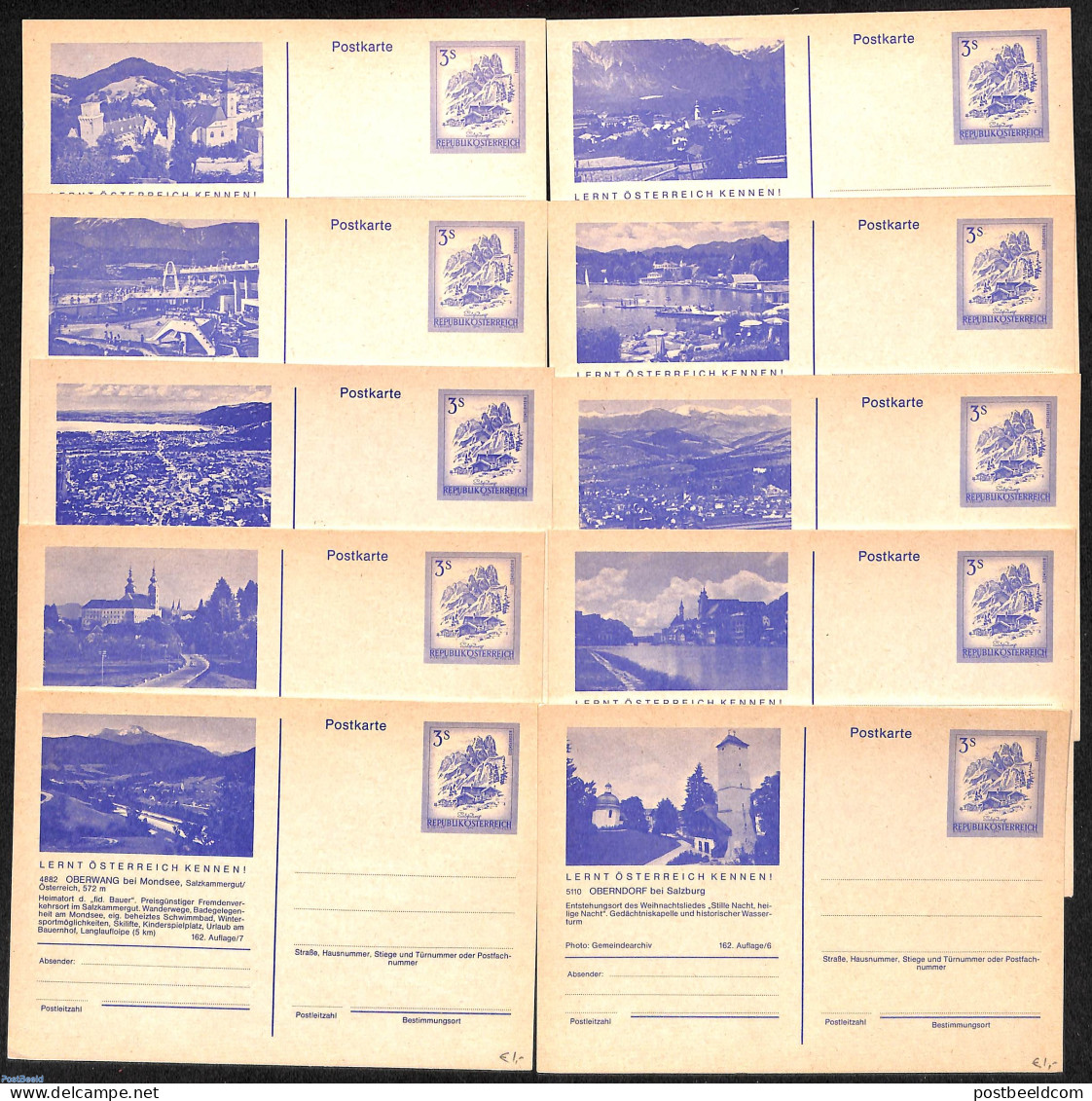 Austria 1978 10 Illustrated Postcards, Unused Postal Stationary - Storia Postale