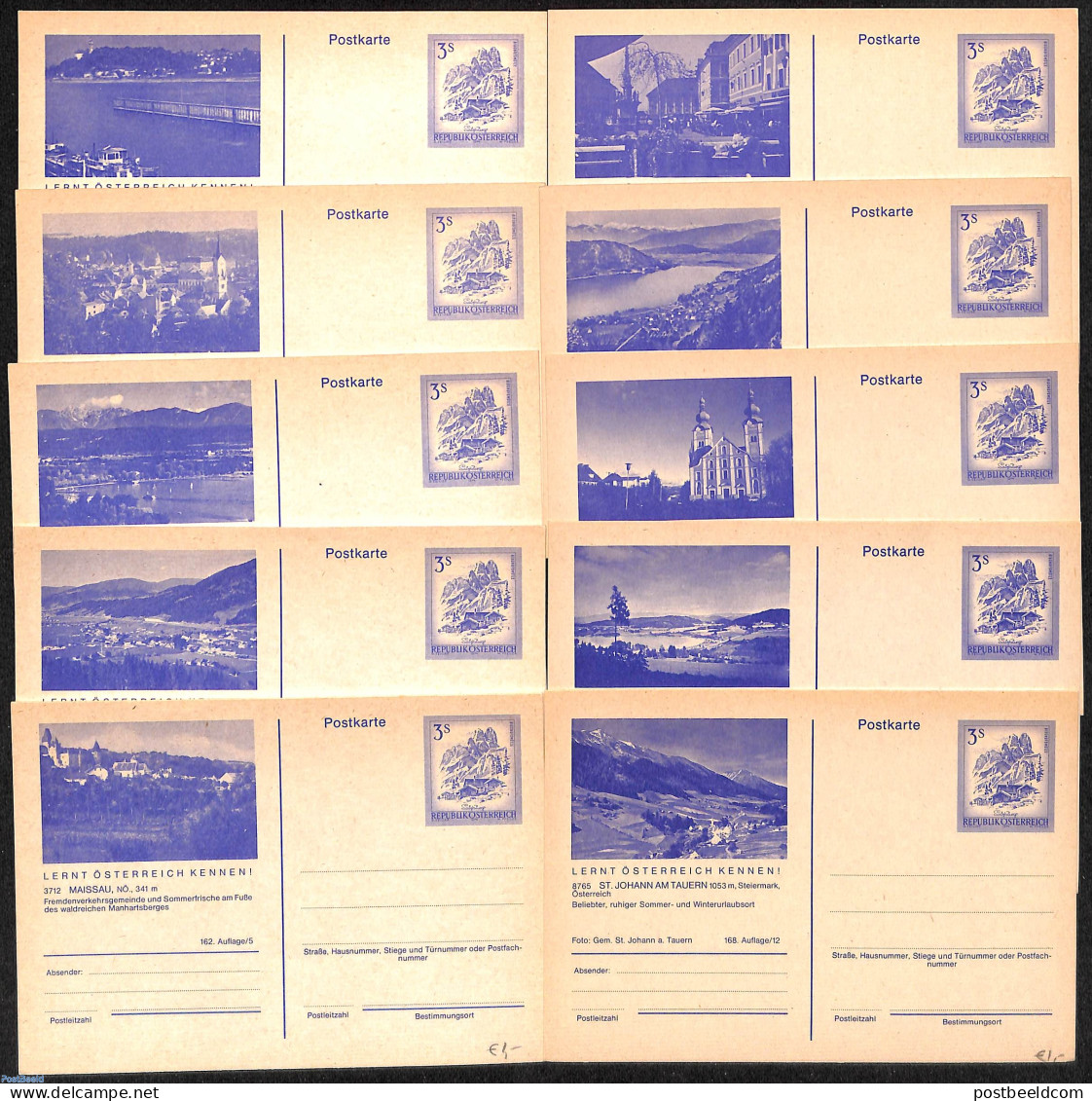 Austria 1978 10 Illustrated Postcards, Unused Postal Stationary - Brieven En Documenten