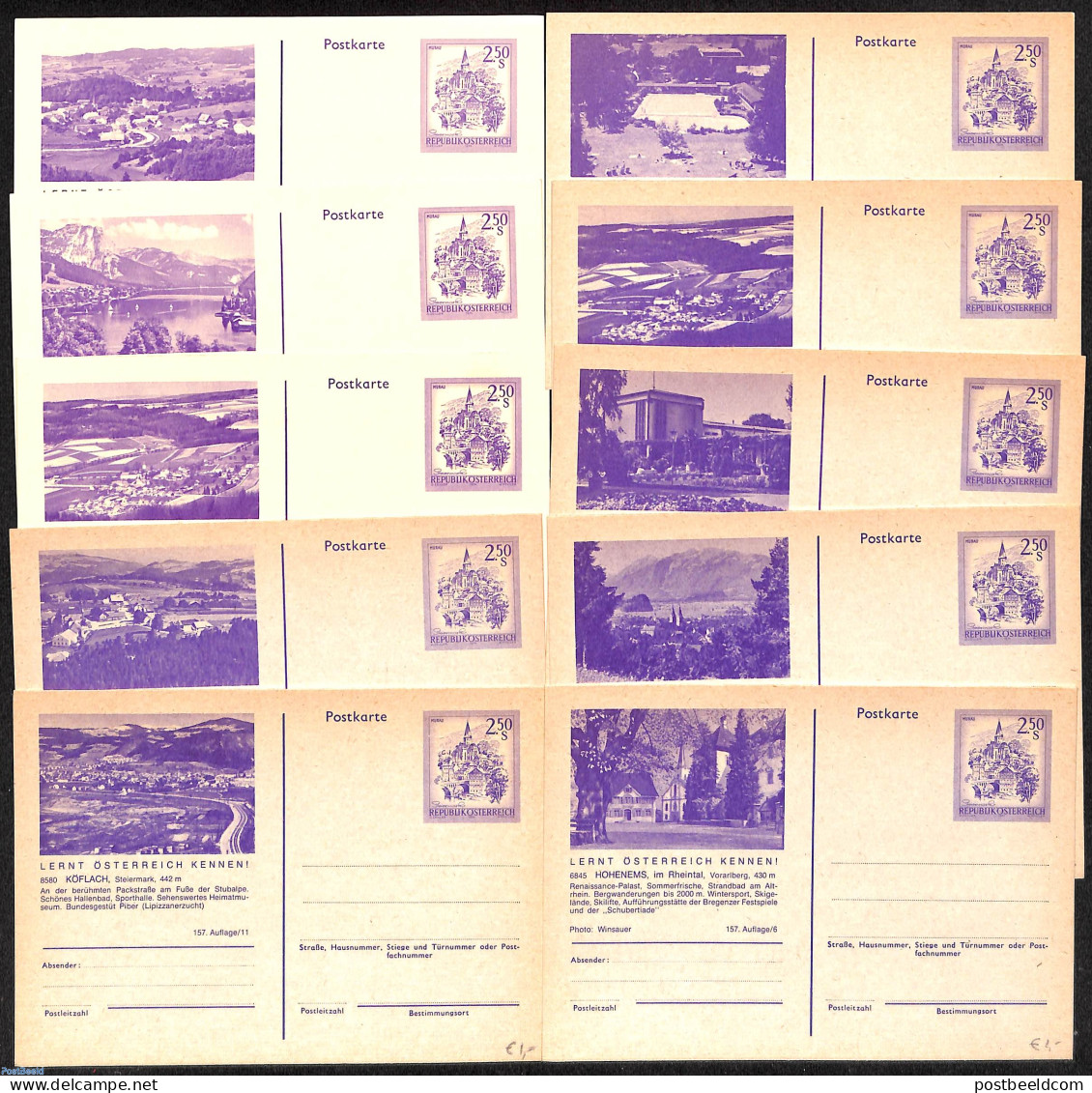 Austria 1980 10 Illustrated Postcards, Unused Postal Stationary - Storia Postale