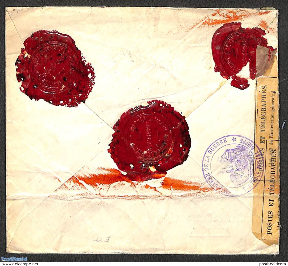 Netherlands 1915 Registered, Opened Letter From Amsterdam To Paris, Postal History - Briefe U. Dokumente