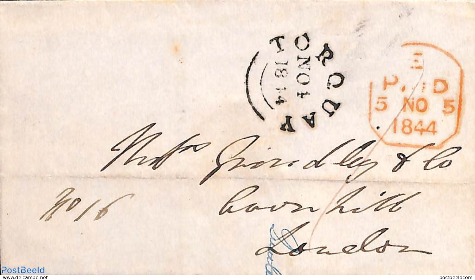 Great Britain 1844 Folding Cover From TORQUAY, Postal History - Briefe U. Dokumente