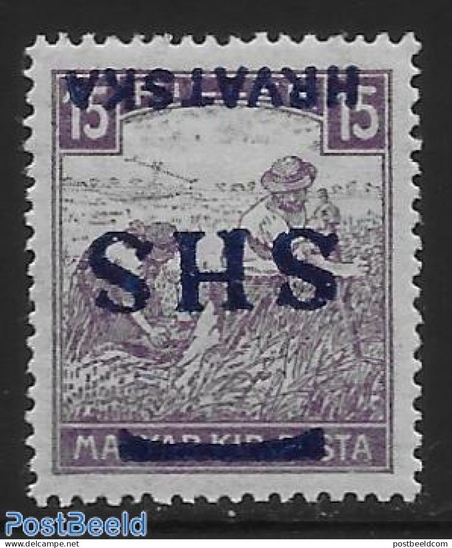 Yugoslavia 1918 Stamp Out Of Set. 1 V + Tab. With Inverted Imprint., Mint NH, Various - Errors, Misprints, Plate Flaws - Neufs