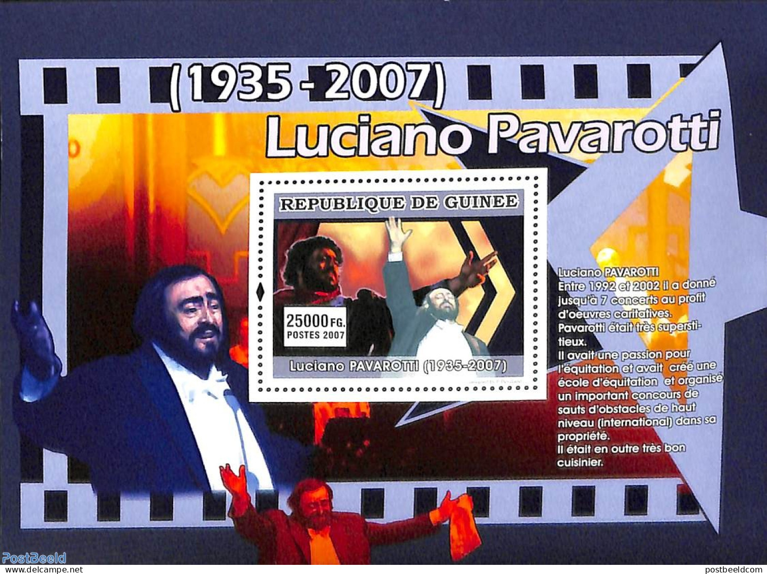 Guinea, Republic 2007 Luciano Pavarotti S/s, Mint NH, Performance Art - Music - Musique