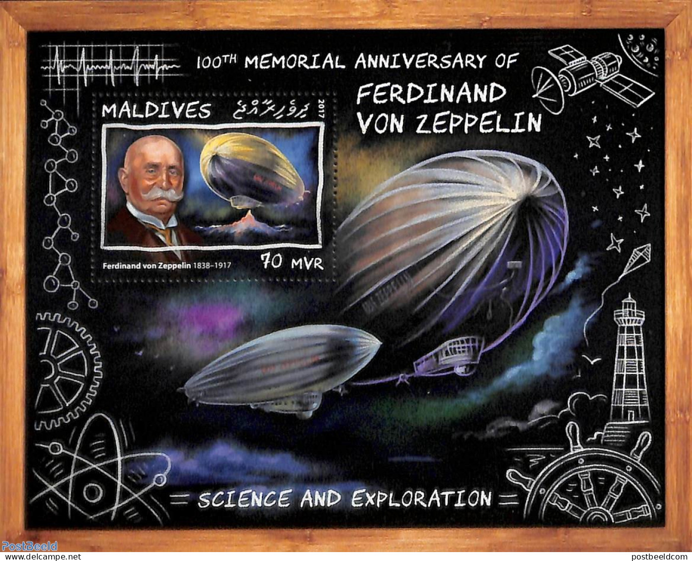 Maldives 2017 Ferdinand Von Zeppelin S/s, Mint NH, Transport - Zeppelins - Zeppelines