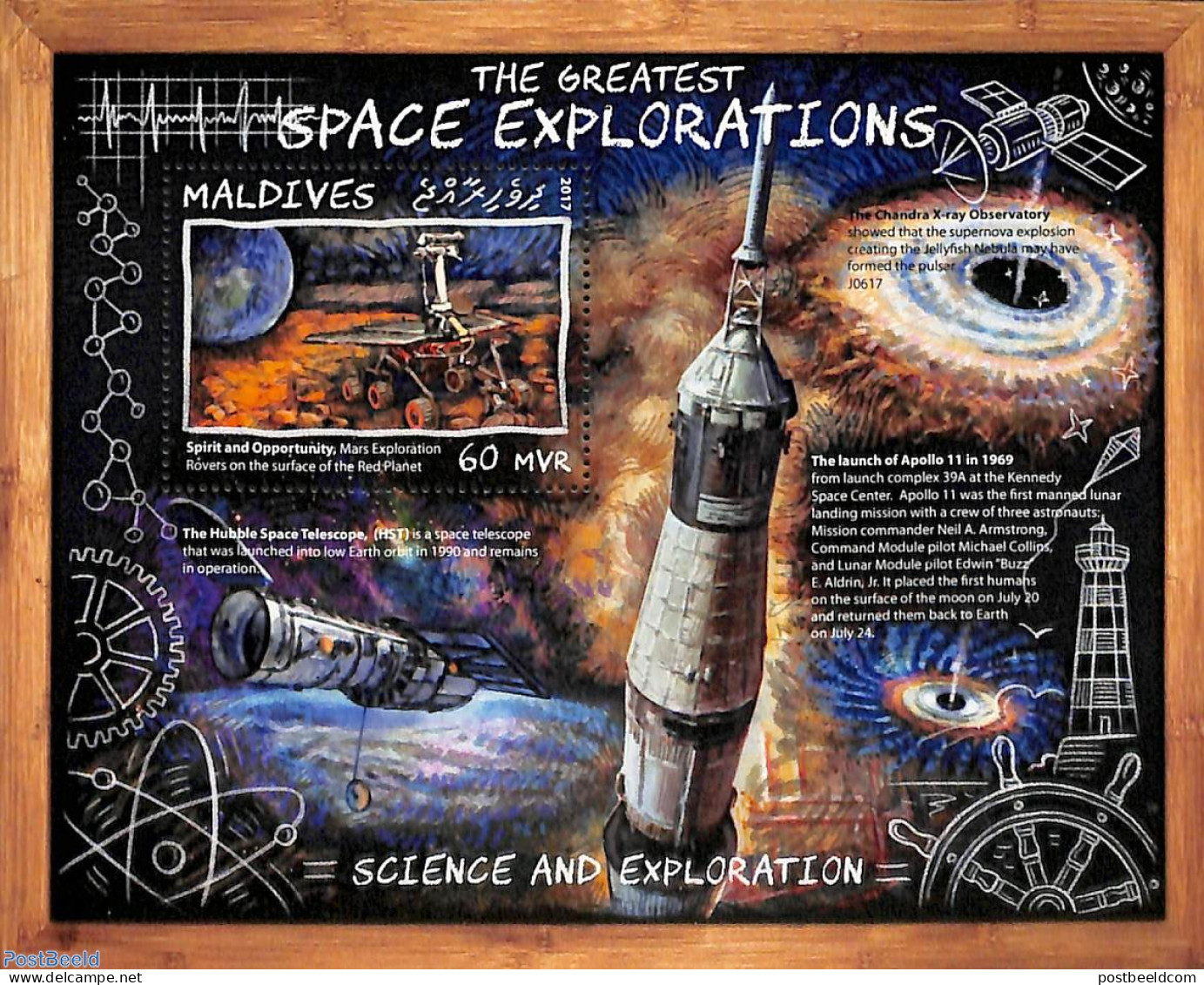 Maldives 2017 Space Explorations S/s, Mint NH, Transport - Space Exploration - Maldivas (1965-...)