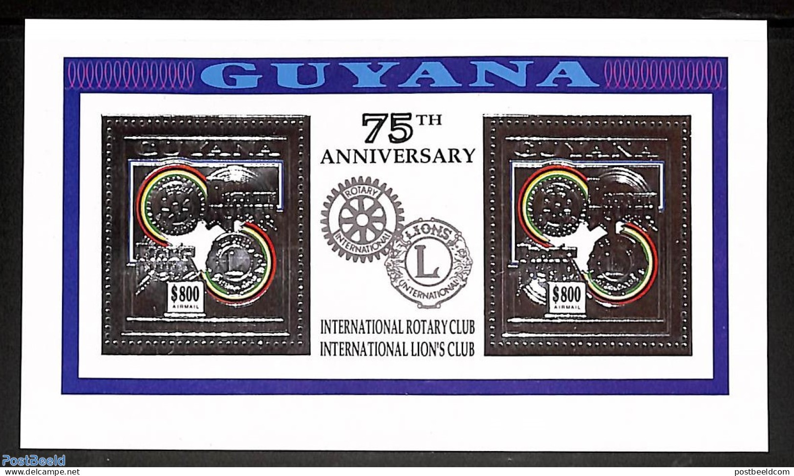 Guyana 1992 Rotary, Lions M/s (silver,silver), Mint NH, Various - Rotary - Rotary Club