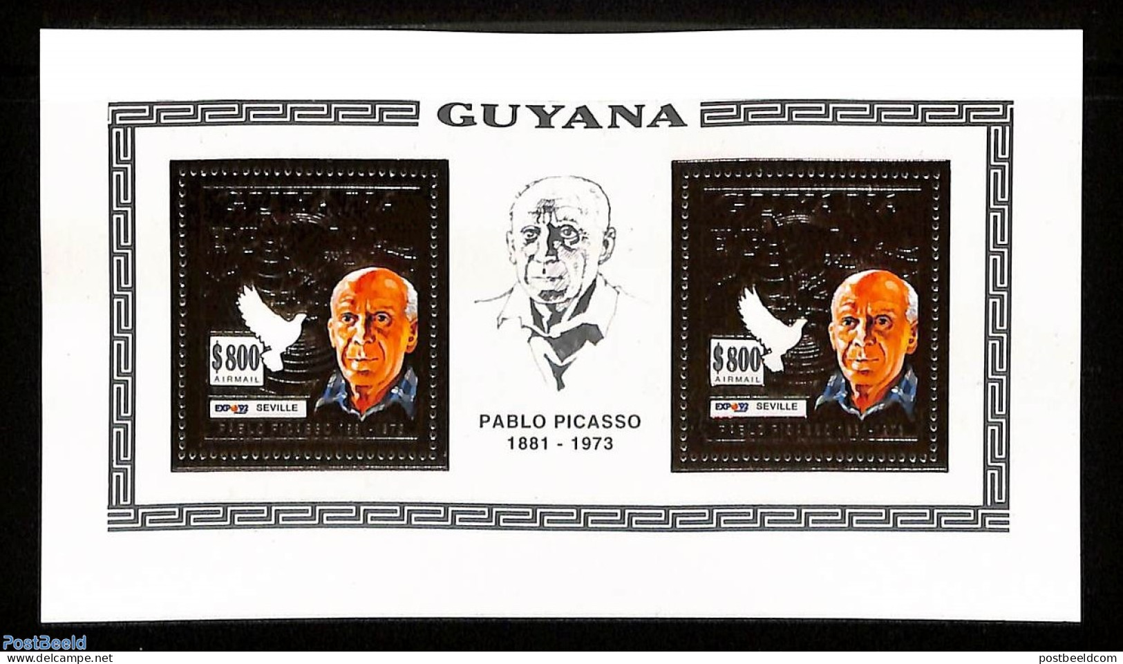Guyana 1992 Picasso M/s, (gold, Gold), Mint NH, Art - Pablo Picasso - Guyane (1966-...)