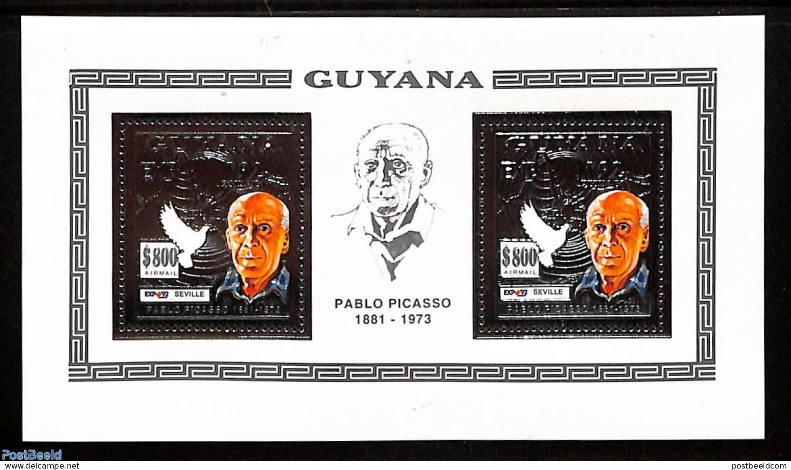 Guyana 1992 Picasso M/s, (silver, Silver), Mint NH, Art - Pablo Picasso - Guiana (1966-...)