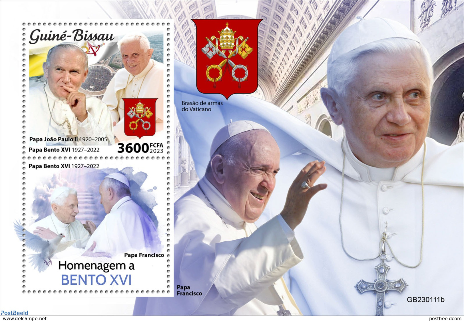 Guinea Bissau 2023 Pope Benedict XVI, Mint NH, Religion - Pope - Popes