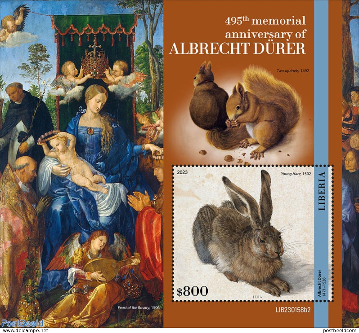 Liberia 2023 Albrecht Dürer, Mint NH, Nature - Religion - Animals (others & Mixed) - Rabbits / Hares - Christmas - Ar.. - Christmas