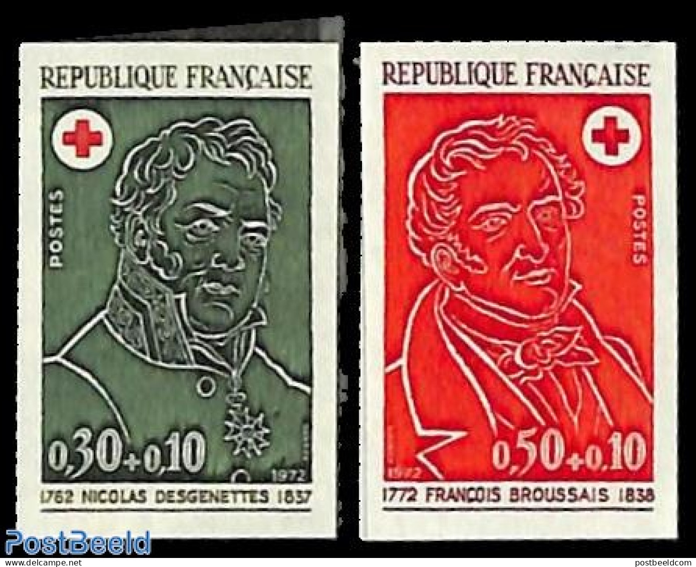 France 1972 Red Cross 2v, Imperforated, Mint NH, Health - Red Cross - Nuovi