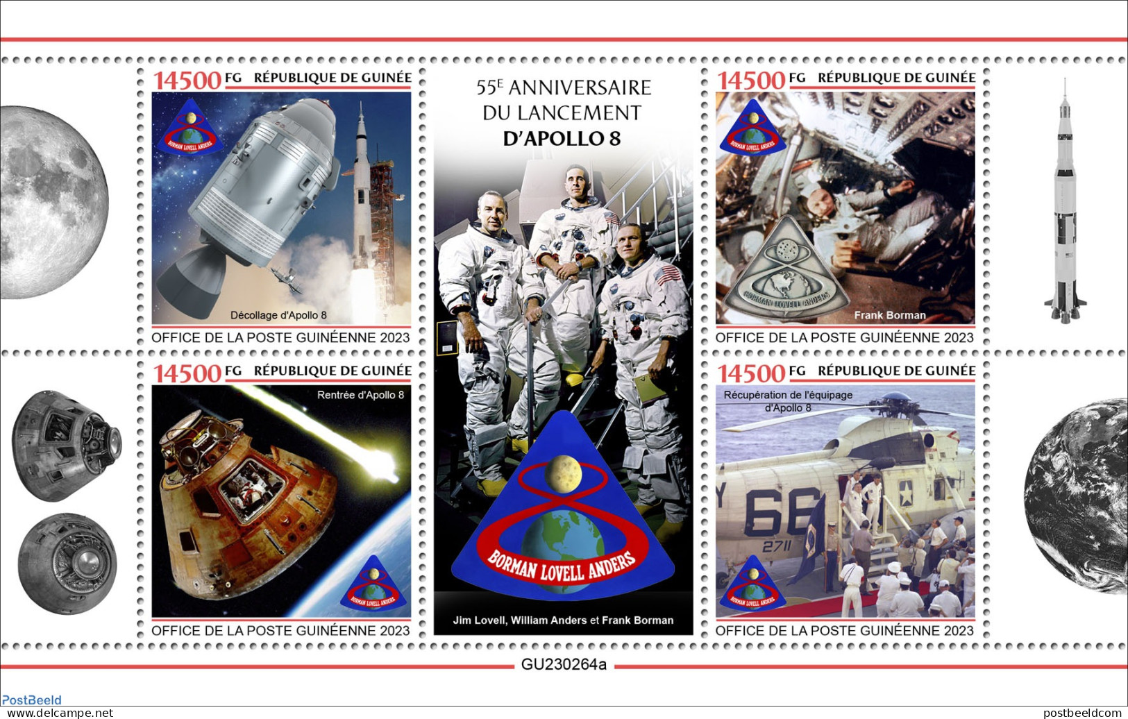 Guinea, Republic 2023 Apollo 8, Mint NH, Transport - Space Exploration - Other & Unclassified
