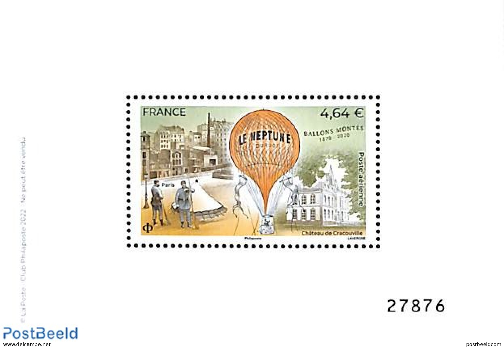 France 2020 Le Neptune, Special Limited  S/s, Mint NH, Transport - Balloons - Ungebraucht