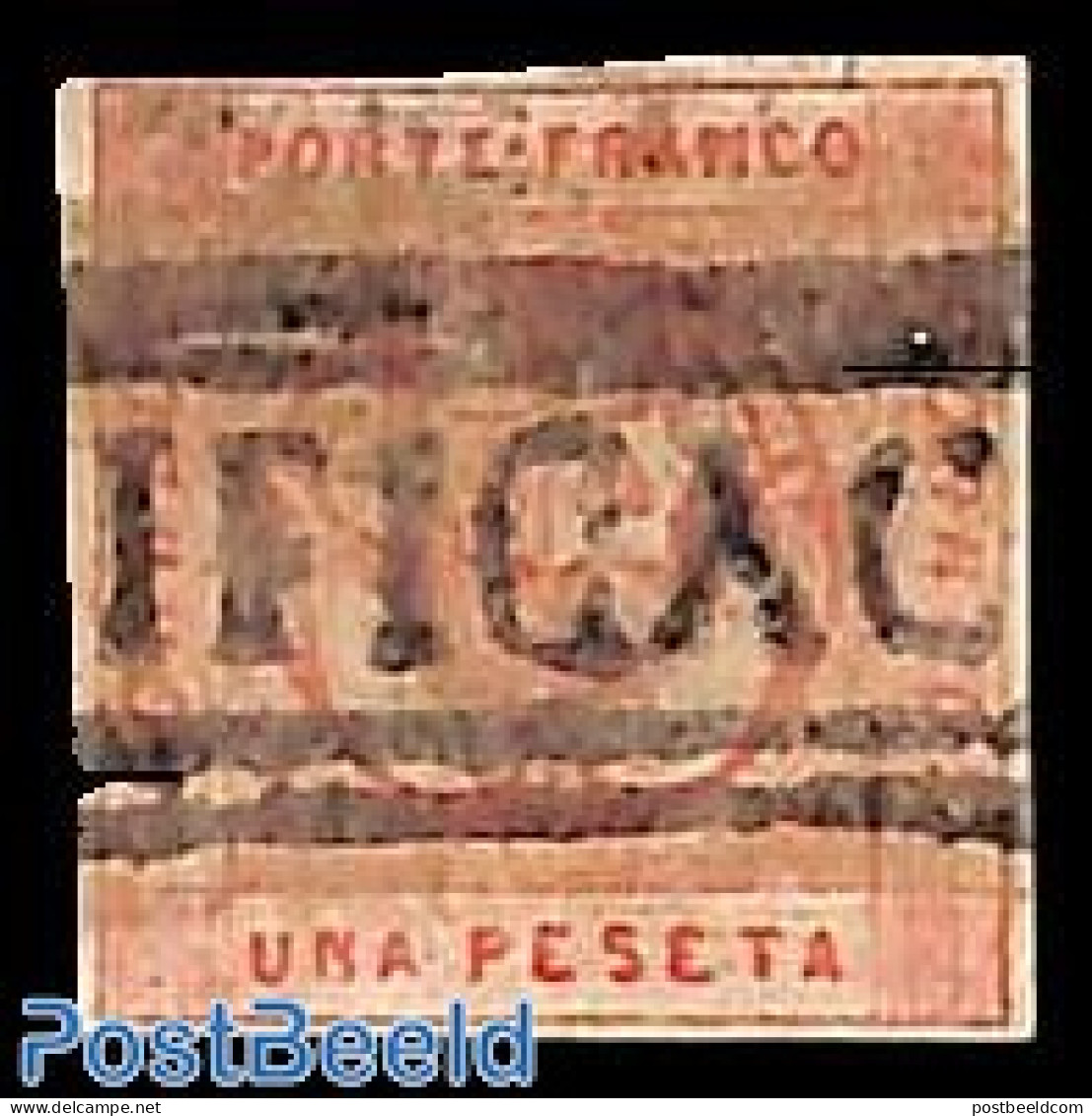 Peru 1860 Una Peseta Used, (certIFICACion), Used Or CTO - Autres & Non Classés