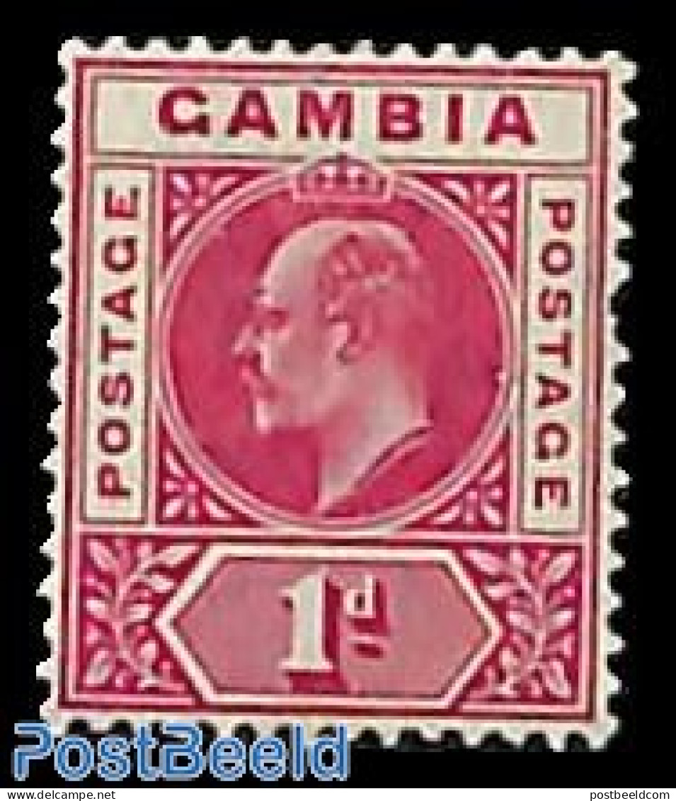 Gambia 1904 1d Carmine, WM Mult-crown CA, Stamp Out Of Set, Unused (hinged) - Gambie (...-1964)
