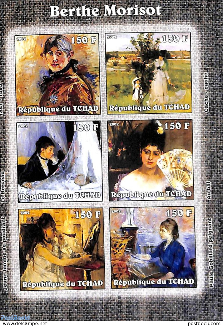 Chad 2002 Berthe Morisot 6v M/s, Imperforated, Mint NH, Art - Modern Art (1850-present) - Paintings - Otros & Sin Clasificación