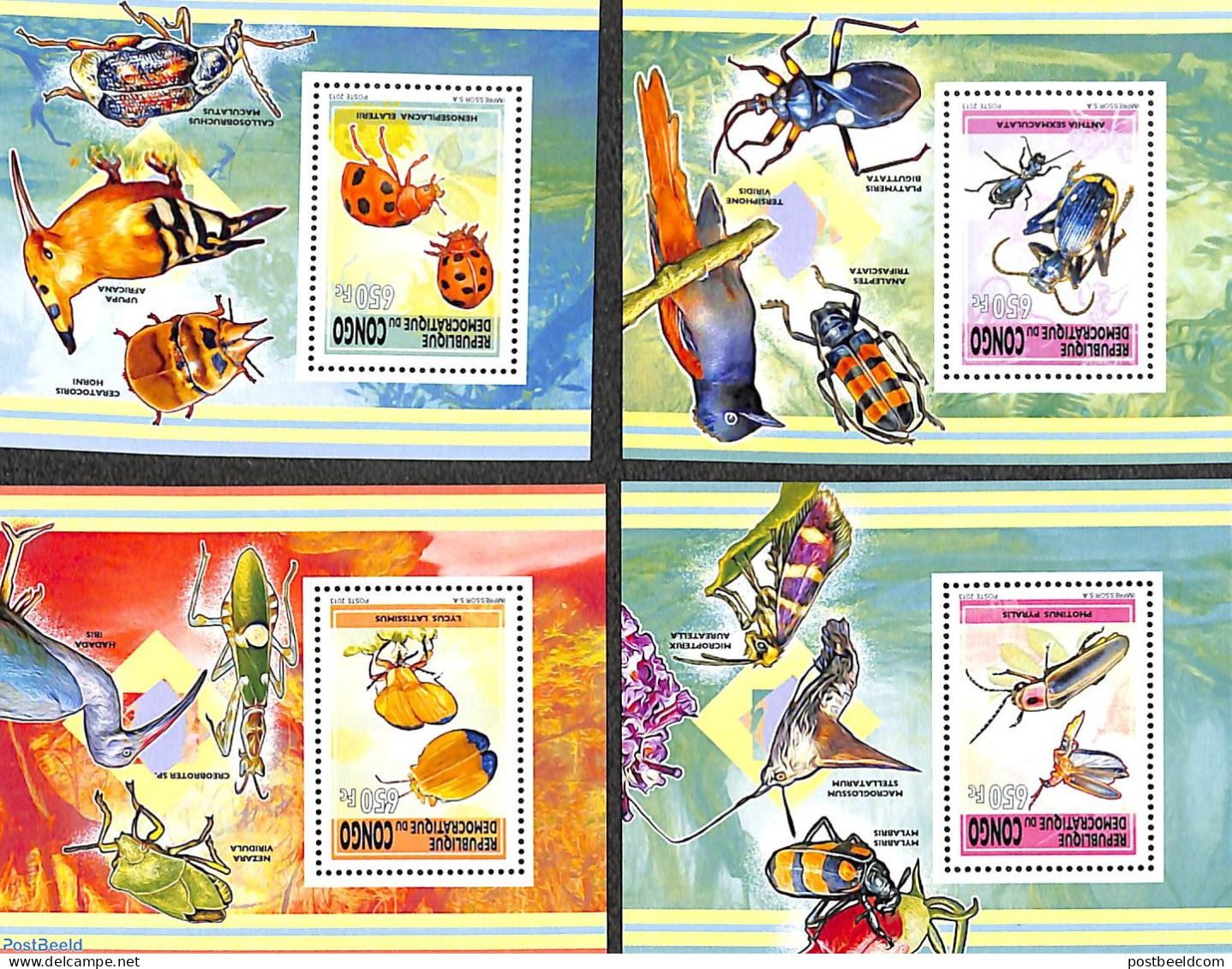 Congo Dem. Republic, (zaire) 2013 Insects 4 S/s, Mint NH, Nature - Insects - Other & Unclassified