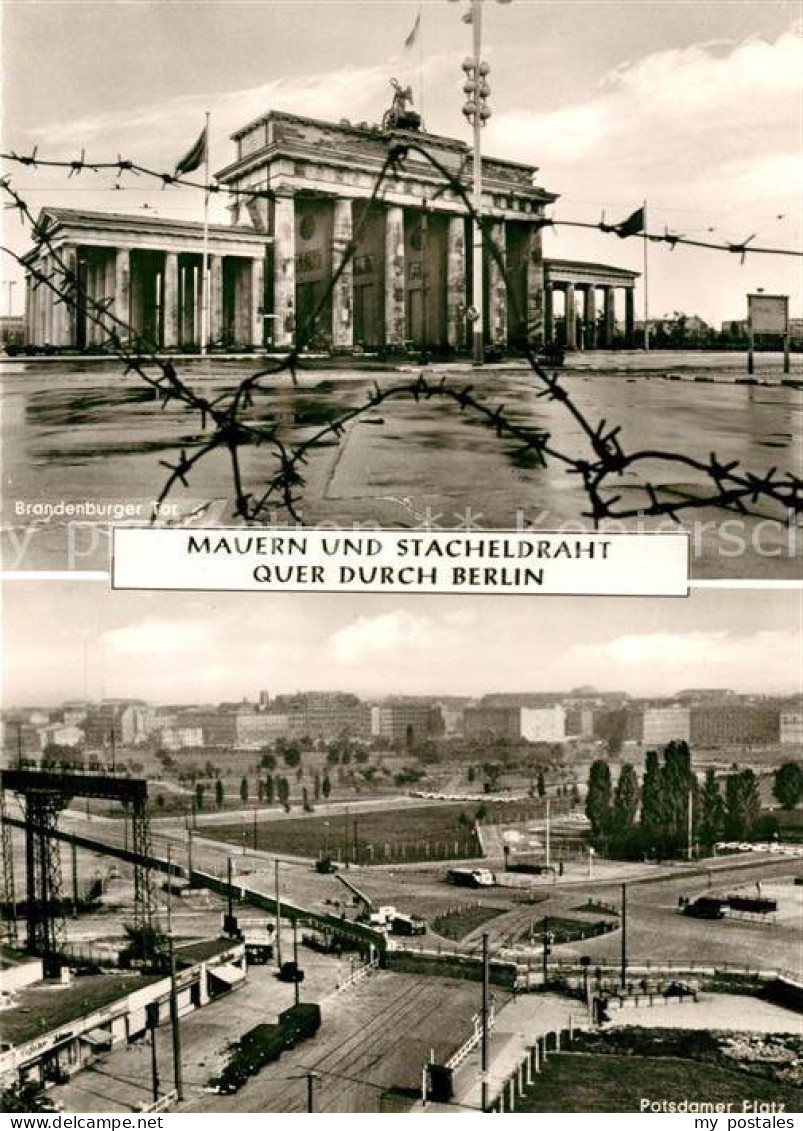 73032473 Berlin Brandenburger Tor Hinter Stacheldraht Potsdamer Platz Berlin - Andere & Zonder Classificatie