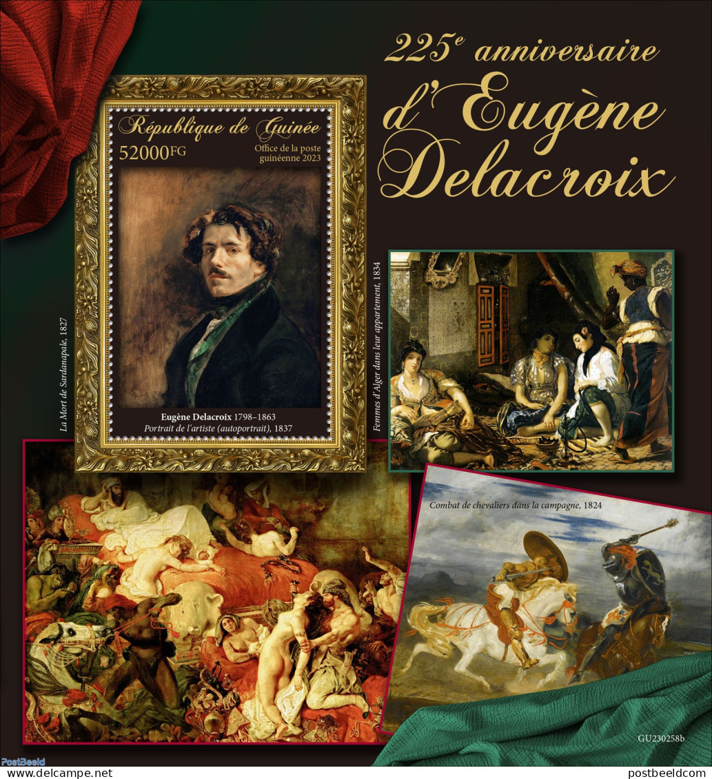 Guinea, Republic 2023 225e Anniversary Of Eugene Delacroix, Mint NH, Nature - Horses - Art - Nude Paintings - Paintings - Autres & Non Classés