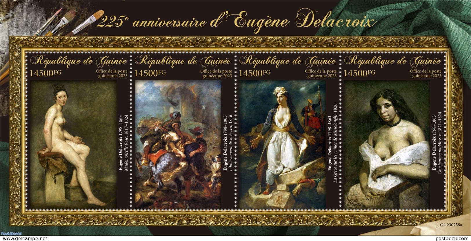 Guinea, Republic 2023 225e Anniversary Of Eugene Delacroix, Mint NH, Art - Nude Paintings - Paintings - Other & Unclassified