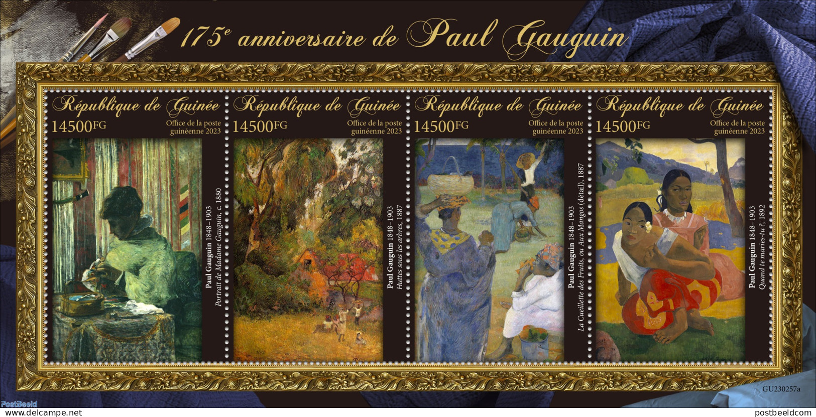 Guinea, Republic 2023 175th Anniversary Of Paul Gauguin, Mint NH, Art - Paintings - Paul Gauguin - Other & Unclassified
