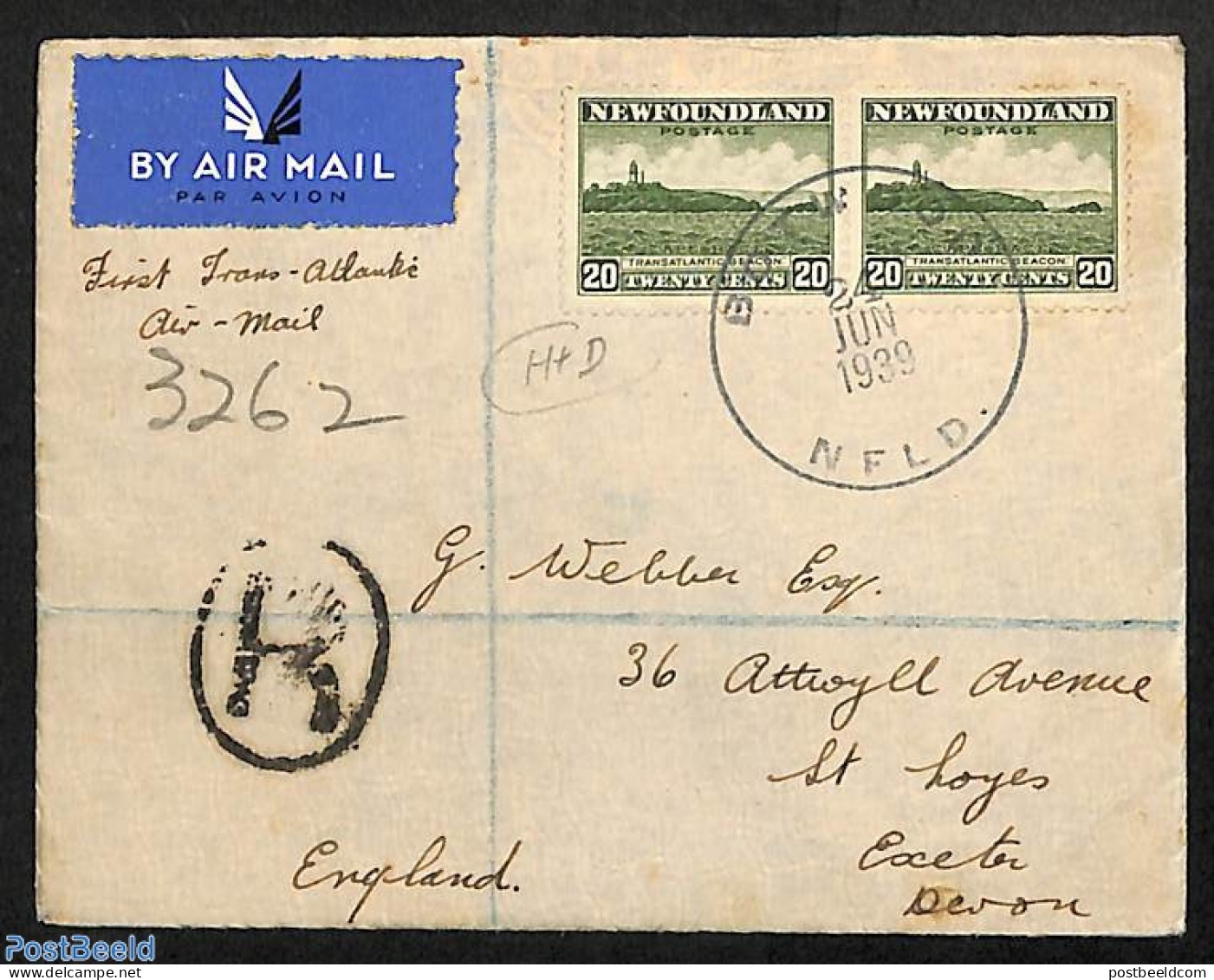Newfoundland 1939 Airmail Cover To England, Postal History, Various - Lighthouses & Safety At Sea - Lighthouses