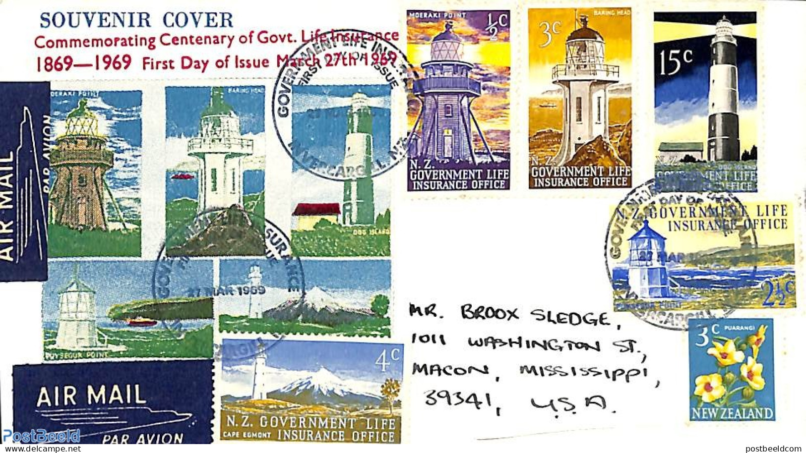 New Zealand 1969 GLI Souvenir Cover, Postal History, Various - Lighthouses & Safety At Sea - Cartas & Documentos