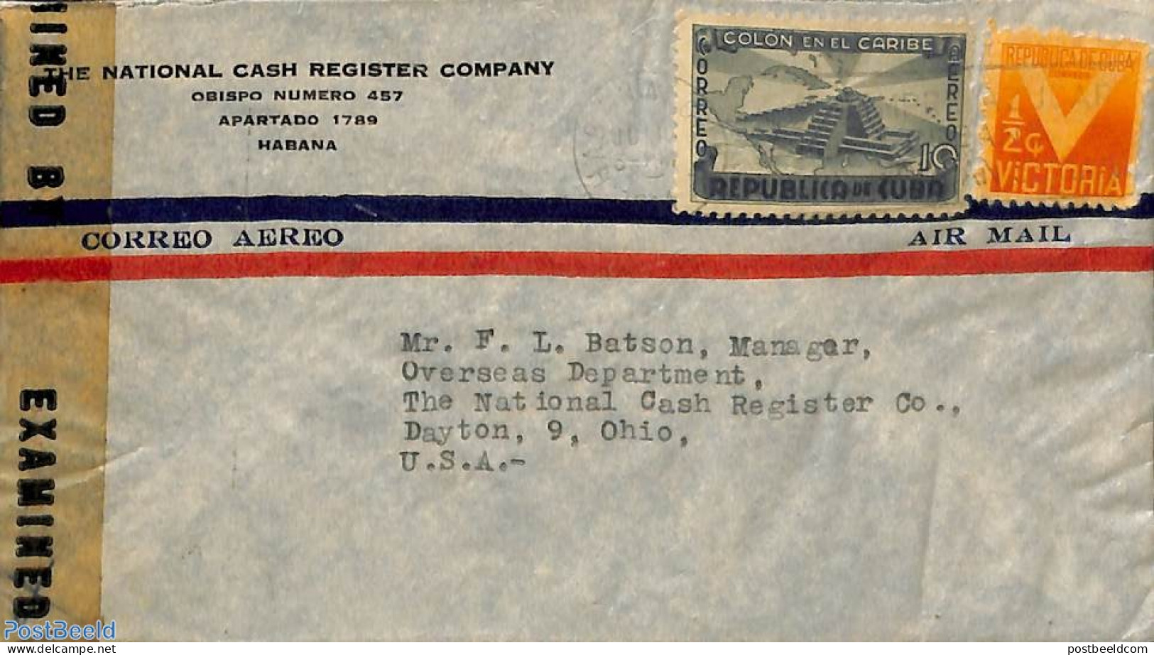 Cuba 1944 Censored Airmail Cover To USA, Postal History, Various - Lighthouses & Safety At Sea - Briefe U. Dokumente