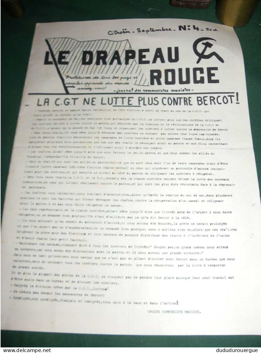 CITROEN : JOURNAL DES COMMUNISTES MAOISTES : LE DRAPEAU ROUGE , LE N ° 4 - 1950 - Oggi