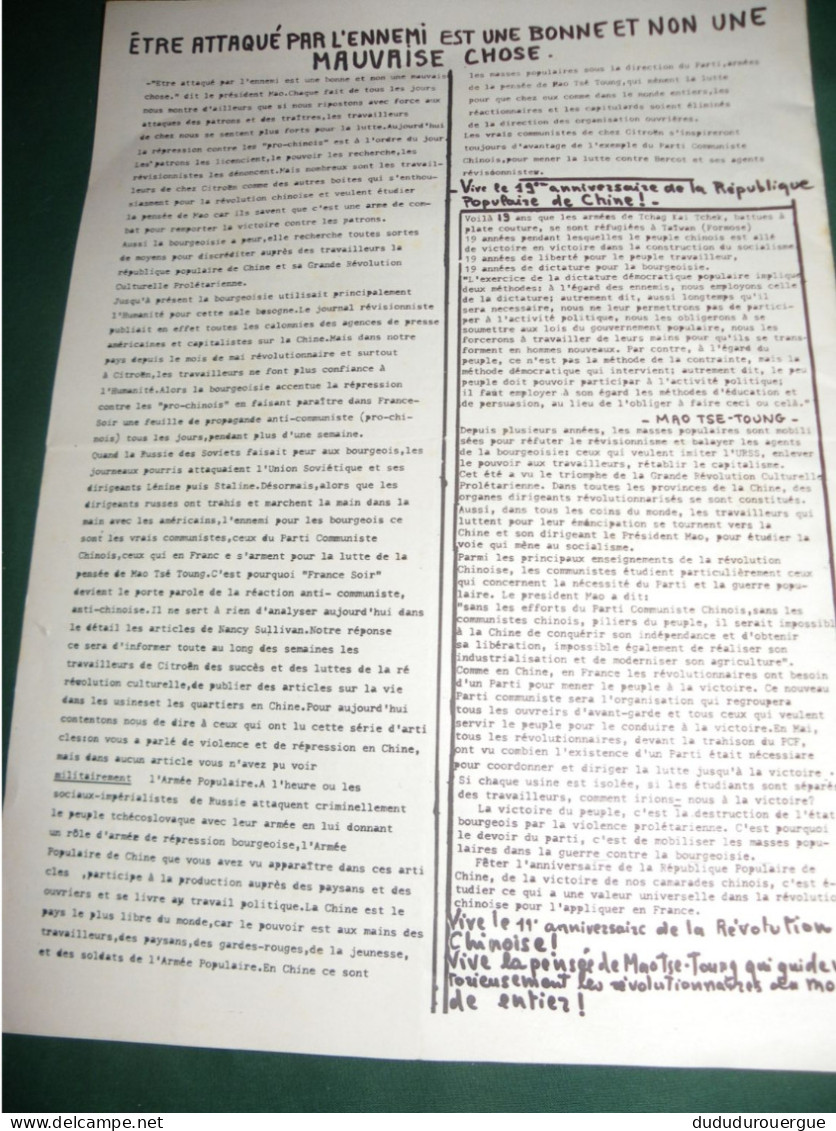 CITROEN : JOURNAL DES COMMUNISTES MAOISTES : LE DRAPEAU ROUGE , LE N ° 4 - 1950 à Nos Jours
