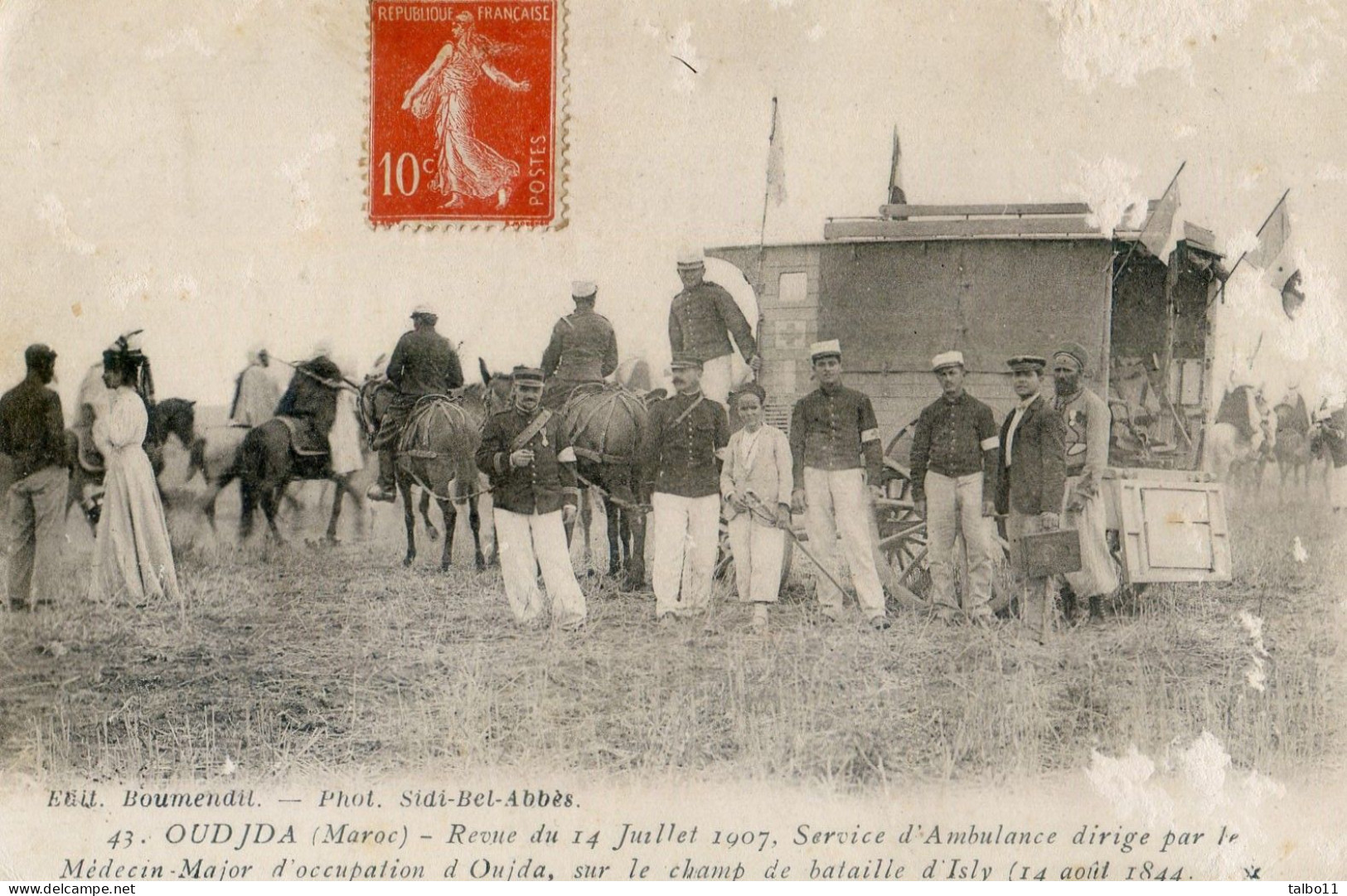 Algérie - Oudjda - Revue Du 14 Juillet 1907 - Service D'ambulance Dirigé Par Le Médecin Major D'occupation - Autres & Non Classés