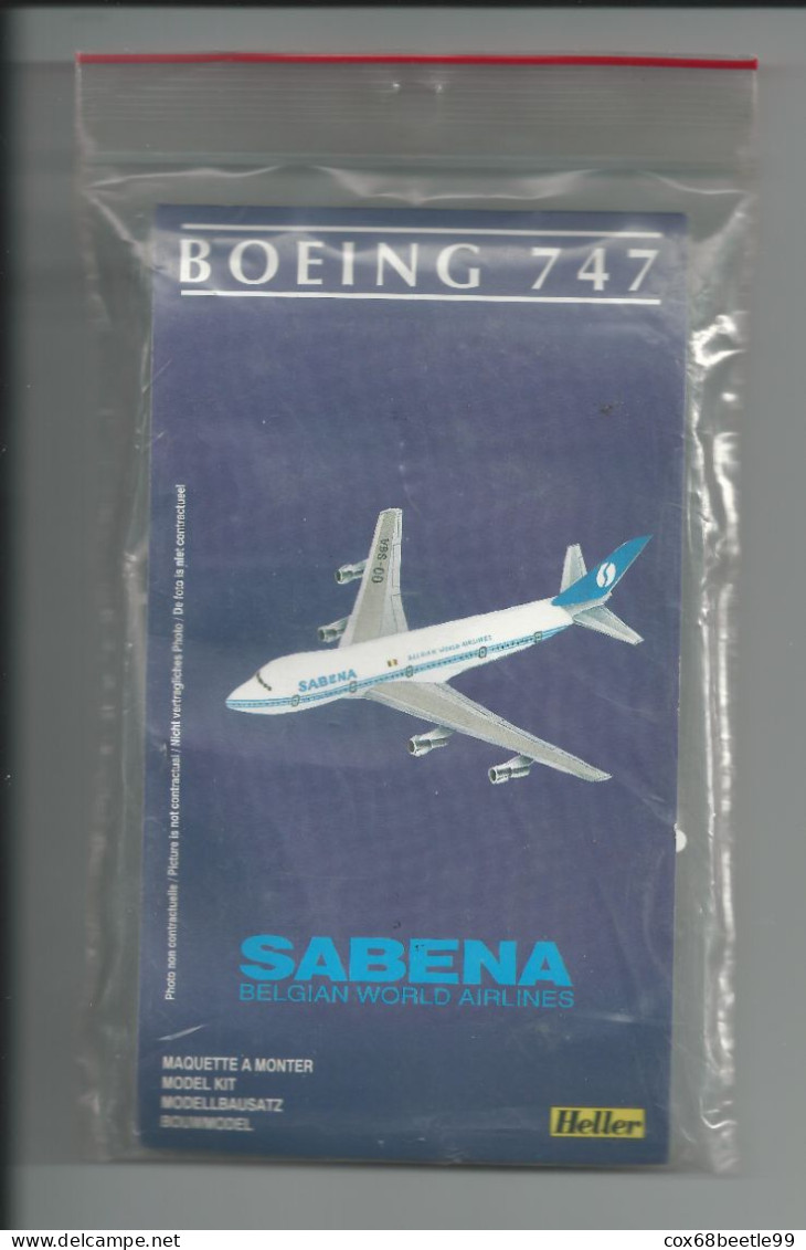 RARE MODEL KIT HELLER Ref 52 667 SABENA Belgian World Airlines BOEING 747 OO SGA Modèle Promo - Airplanes & Helicopters