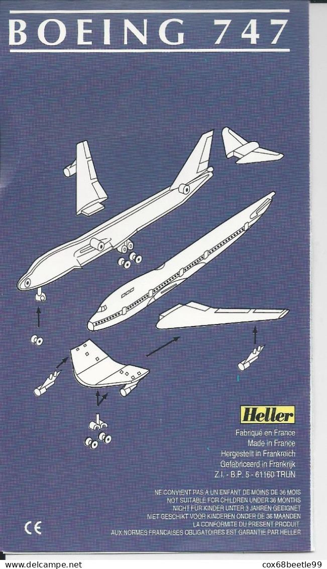 RARE MODEL KIT HELLER Ref 52 667 SABENA Belgian World Airlines BOEING 747 OO SGA Modèle Promo - Airplanes & Helicopters