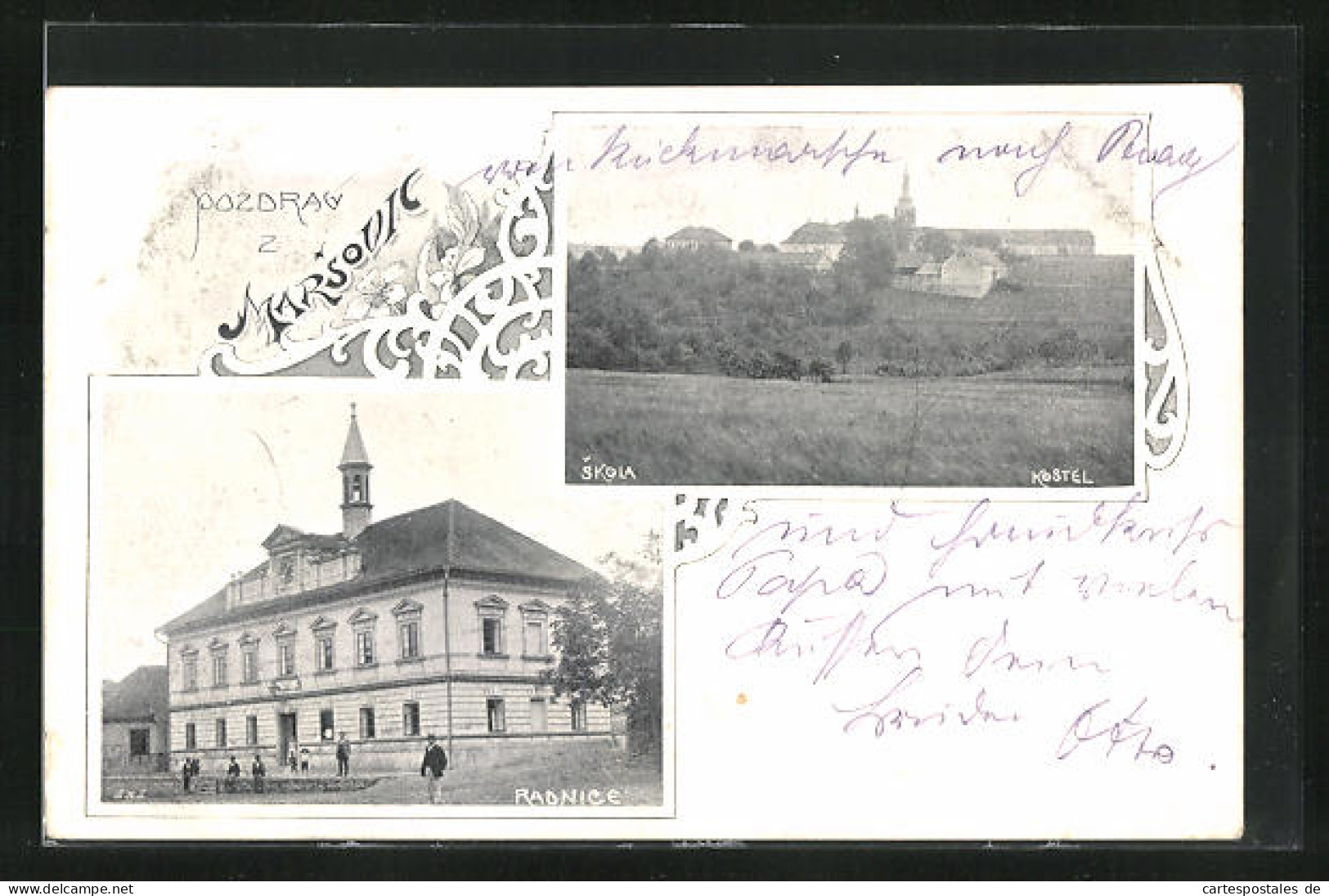 AK Marsovice, Skola, Radnice, Kostel  - Czech Republic