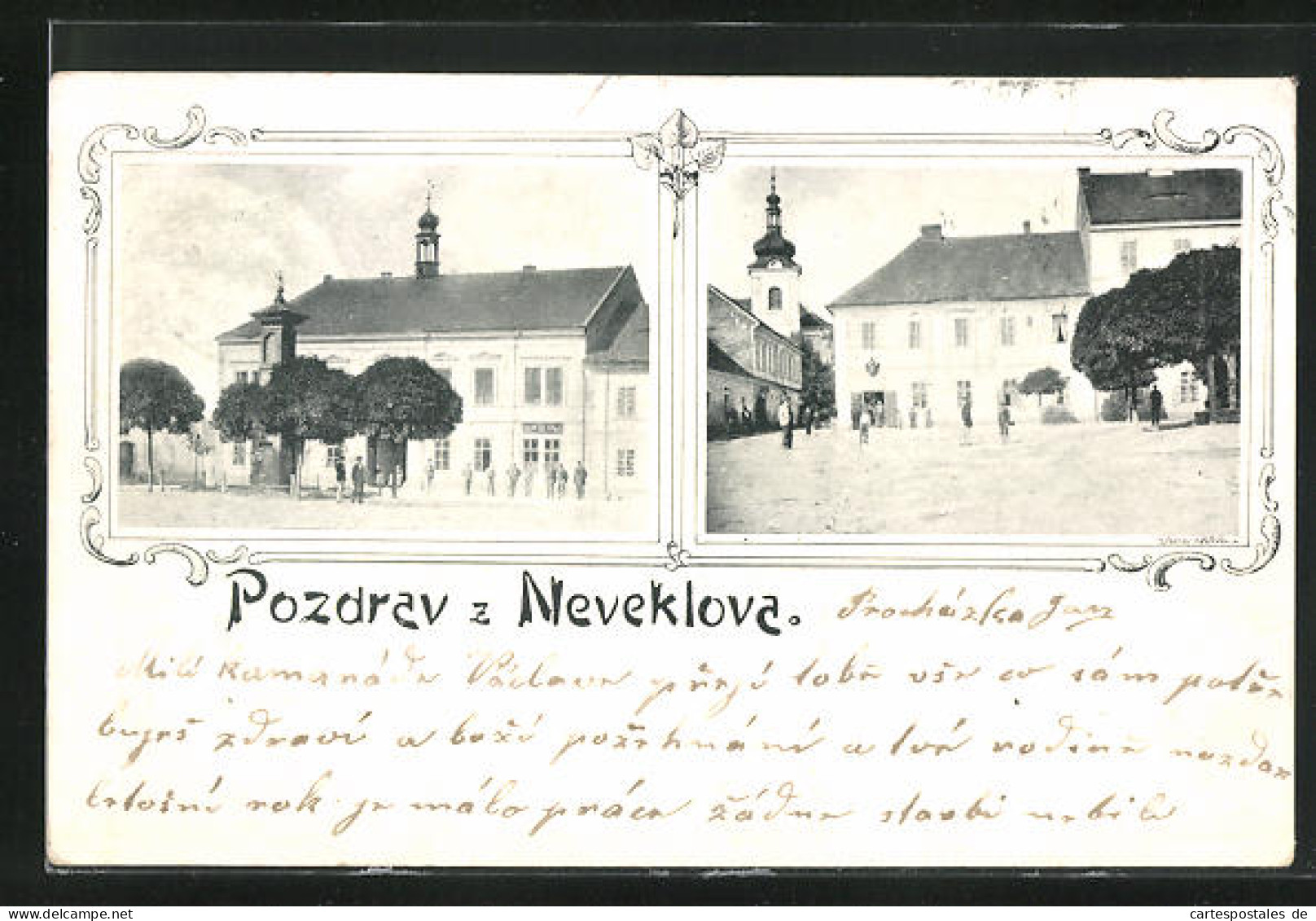 AK Neveklov, Kostel, Námestí  - Repubblica Ceca