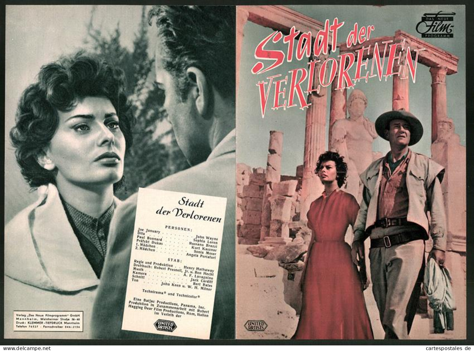Filmprogramm DNF, Die Stadt Der Verlorenen, John Wayne, Sophia Loren, Regie: Henry Hathaway  - Revistas